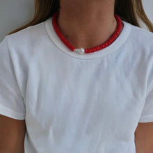 Load image into Gallery viewer, red pearl necklace
