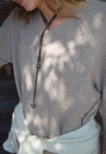 Load image into Gallery viewer, brown pearl neck scarf
