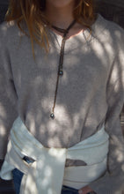 Load image into Gallery viewer, brown pearl neck scarf
