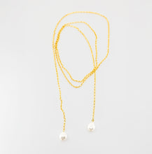 Load image into Gallery viewer, gold and pearl neck scarf
