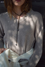 Load image into Gallery viewer, brown pearl neck scarf
