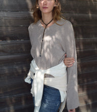 Load image into Gallery viewer, brown pearl neck scarf
