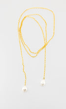 Load image into Gallery viewer, gold and pearl neck scarf
